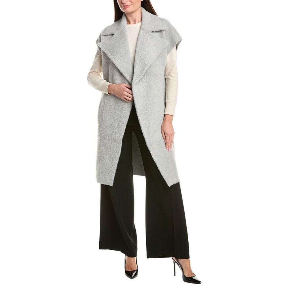 Joseph Ribkoff Womens Fuzzy Eyelash Long Vest, Grey